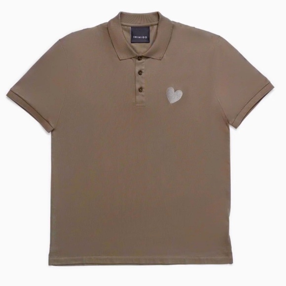 Inimigo Men’s Polo Shirt Tennis Prep Preppy Academia Neutral Beige Sand XL - Picture 2 of 11